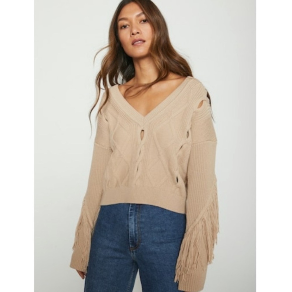 Bailey44 Champagne Peggy Fringe Sweater
